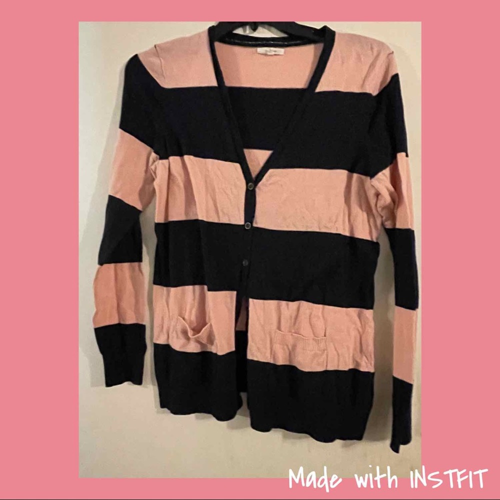 Pink & Navy Blue Cardigan